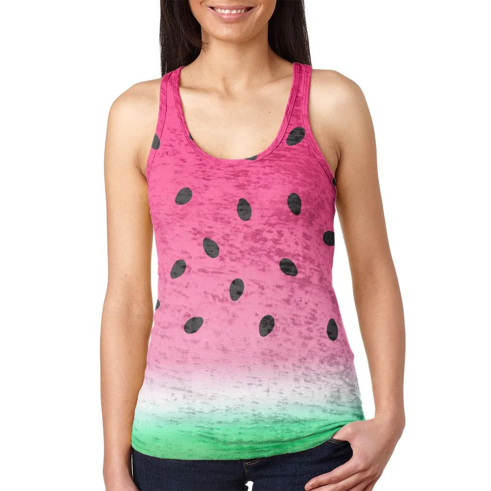 Summer Sun Watermelon Ombre Costume Juniors Burnout Racerback Tank Top sold by Old Glory