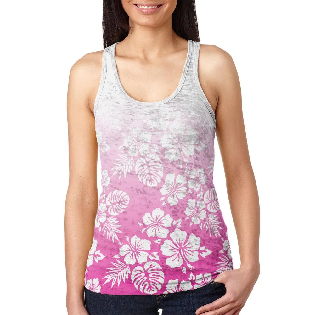 Summer Sun Ombre Hibiscus Juniors Burnout Racerback Tank Top sold by Old Glory