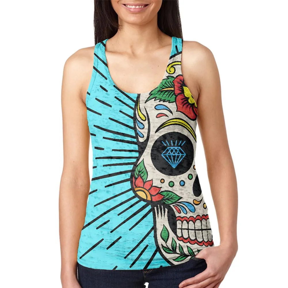 Sugar Skull Juniors Burnout Racerback Tank Top sold by Old Glory