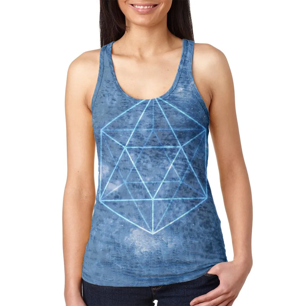 Sacred Geometry Icosahedron Crystal Wind Juniors Burnout Racerback Tank Top sold by Old Glory