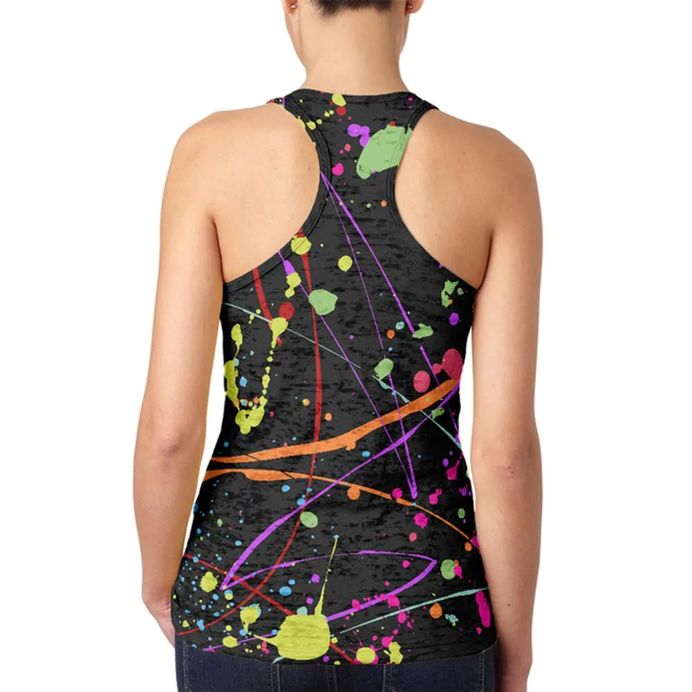 Splatter Paint Black Juniors Burnout Racerback Tank Top sold by Old Glory product image thumbnail 2