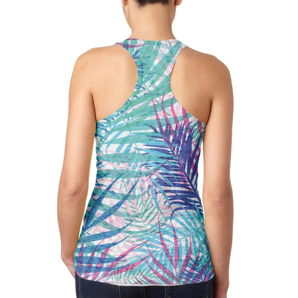 Palm Fronds Tropical White Juniors Burnout Racerback Tank Top sold by Old Glory product image thumbnail 2