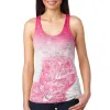 Ombre Hawaii Red Hibiscus Flowers Juniors Burnout Racerback Tank Top sold by Old Glory