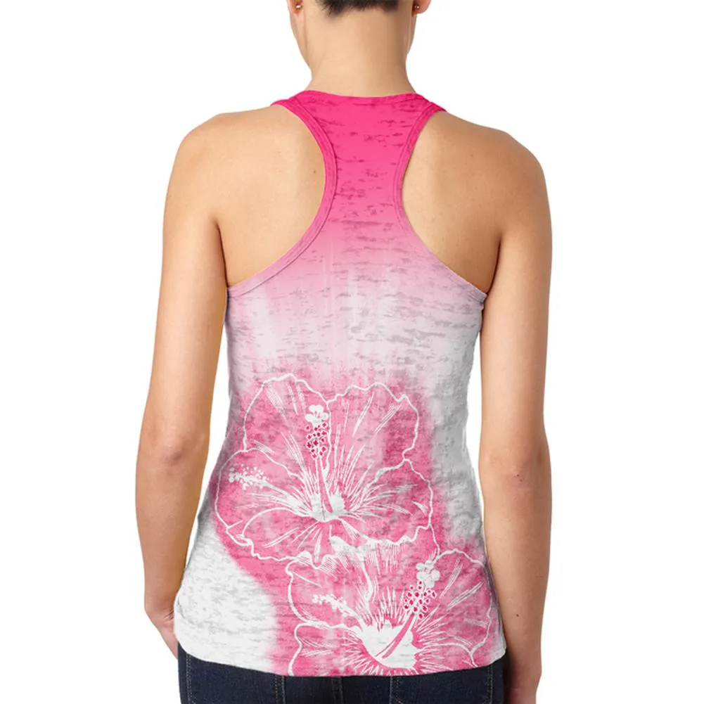 Ombre Hawaii Red Hibiscus Flowers Juniors Burnout Racerback Tank Top sold by Old Glory product image thumbnail 2