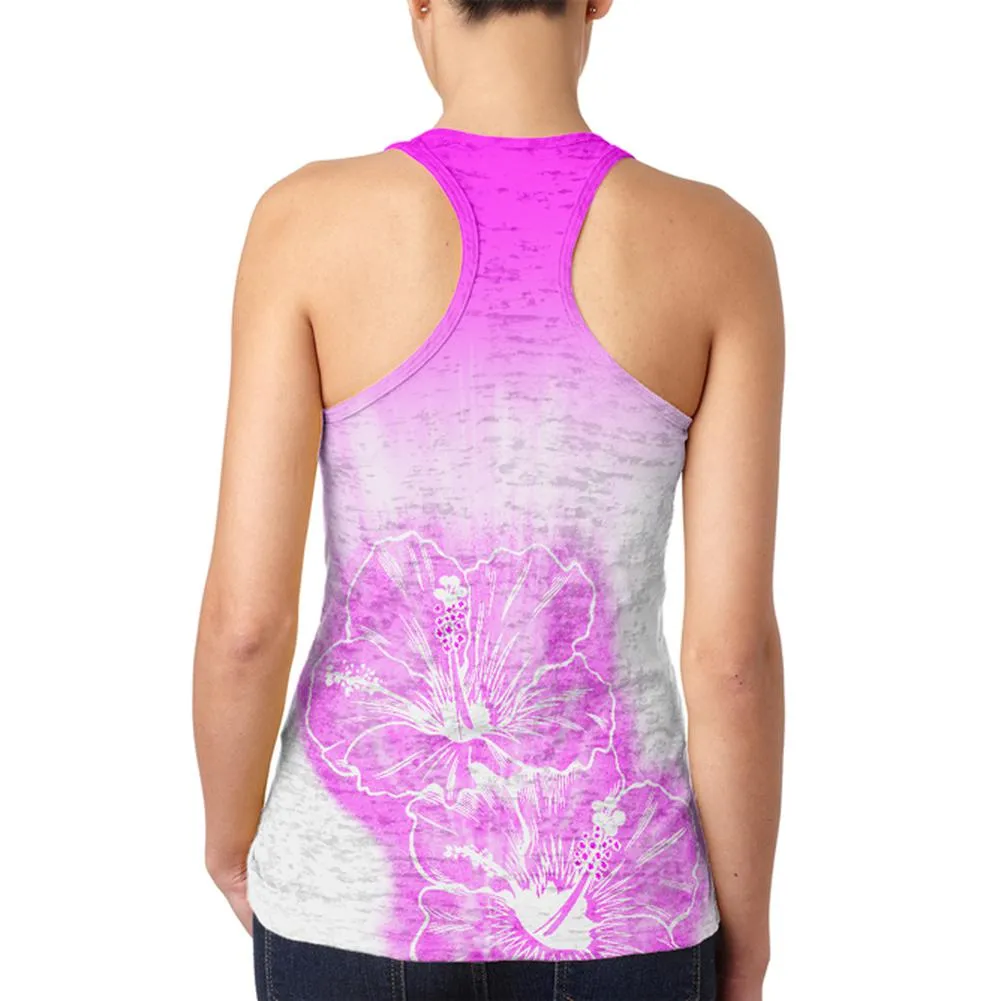 Ombre Maui Pink Hibiscus Flowers Juniors Burnout Racerback Tank Top sold by Old Glory product image thumbnail 2