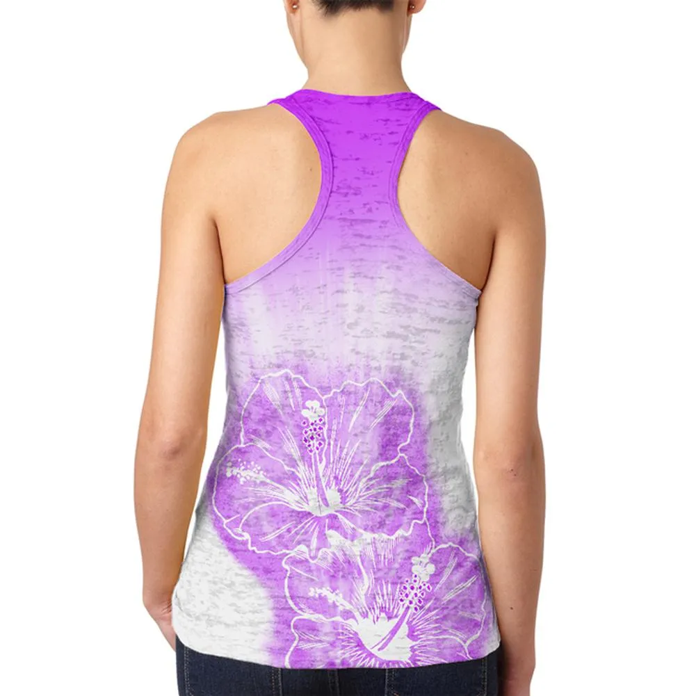 Ombre Kauai Purple Hibiscus Flowers Juniors Burnout Racerback Tank Top sold by Old Glory product image thumbnail 2