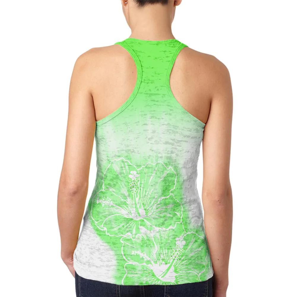 Ombre Molokai Green Hibiscus Flowers Juniors Burnout Racerback Tank Top sold by Old Glory product image thumbnail 2