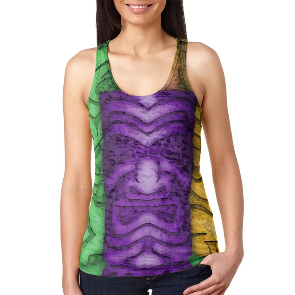 Mardi Gras Tiki Glass Party Juniors Burnout Racerback Tank Top sold by Old Glory