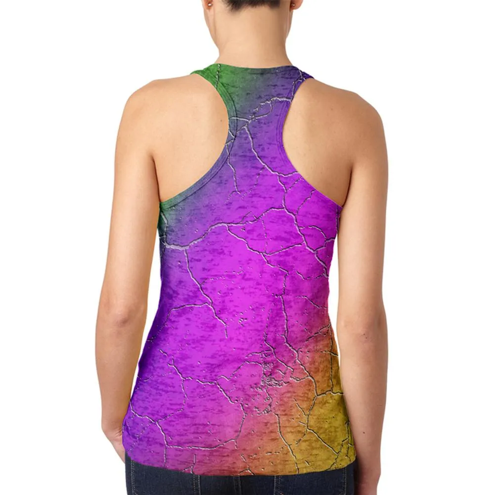 Mardi Gras Party Mask Distressed Grunge Flag Juniors Burnout Racerback Tank Top sold by Old Glory product image thumbnail 2