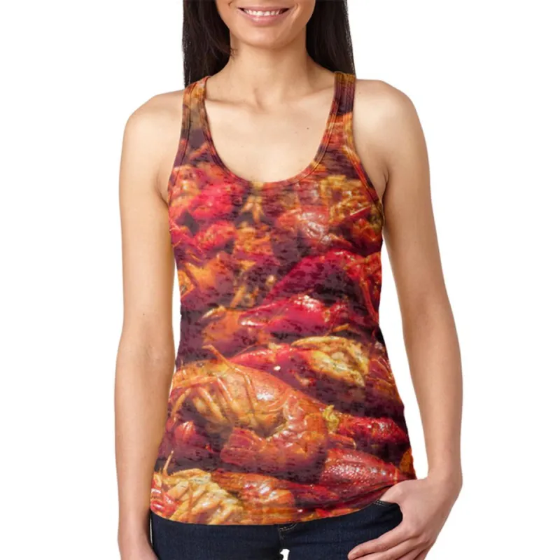 Mardi Gras Louisiana Cajun Crawfish Boil Juniors Burnout Racerback Tank Top sold by Old Glory