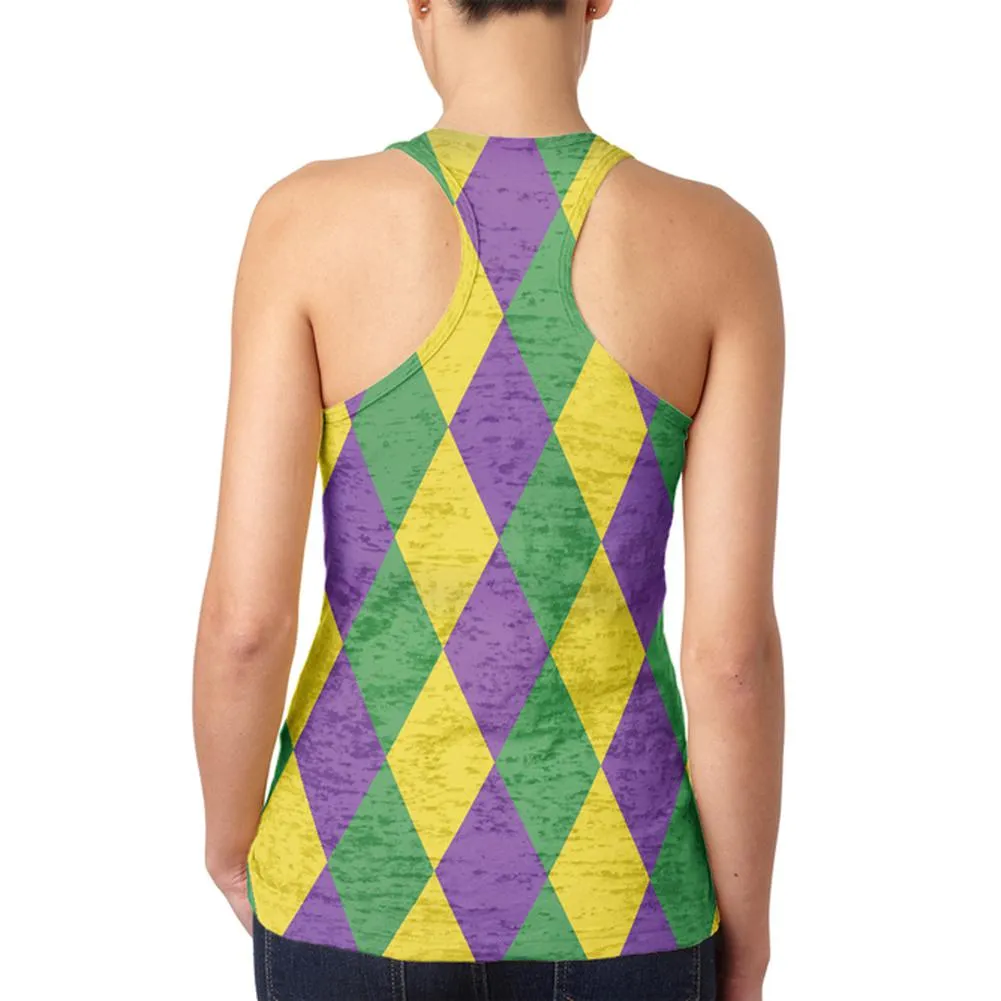 Mardi Gras Jester Costume Juniors Burnout Racerback Tank Top sold by Old Glory product image thumbnail 2