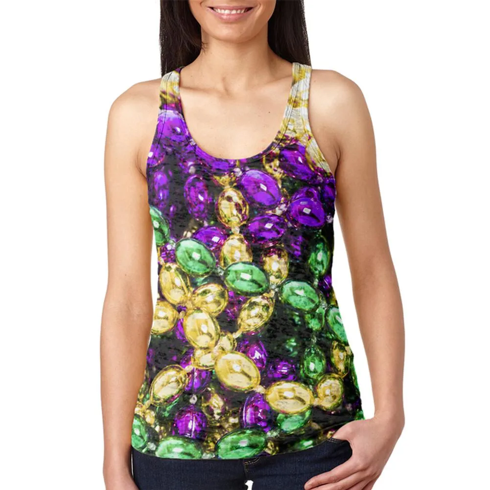Mardi Gras Beads Juniors Burnout Racerback Tank Top sold by Old Glory