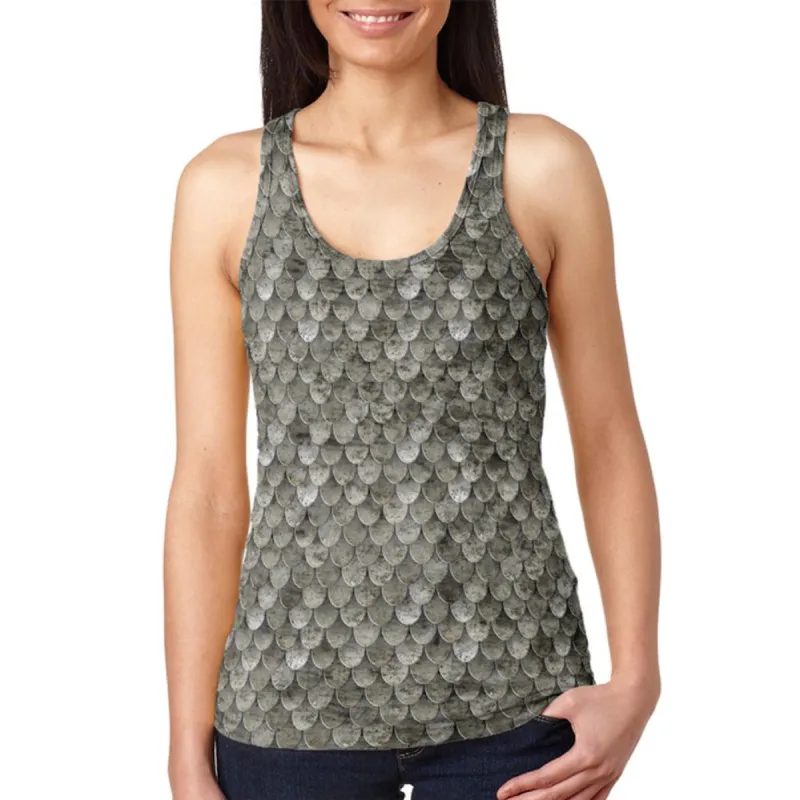 Halloween Steel Scale Armor Costume Juniors Burnout Racerback Tank Top sold by Old Glory