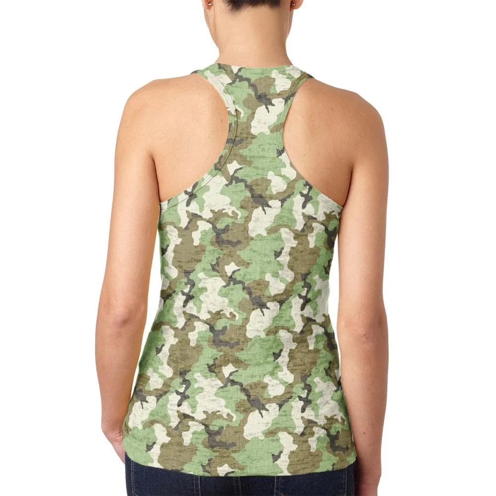 Green Woodland Camo Light Juniors Burnout Racerback Tank Top sold by Old Glory product image thumbnail 2