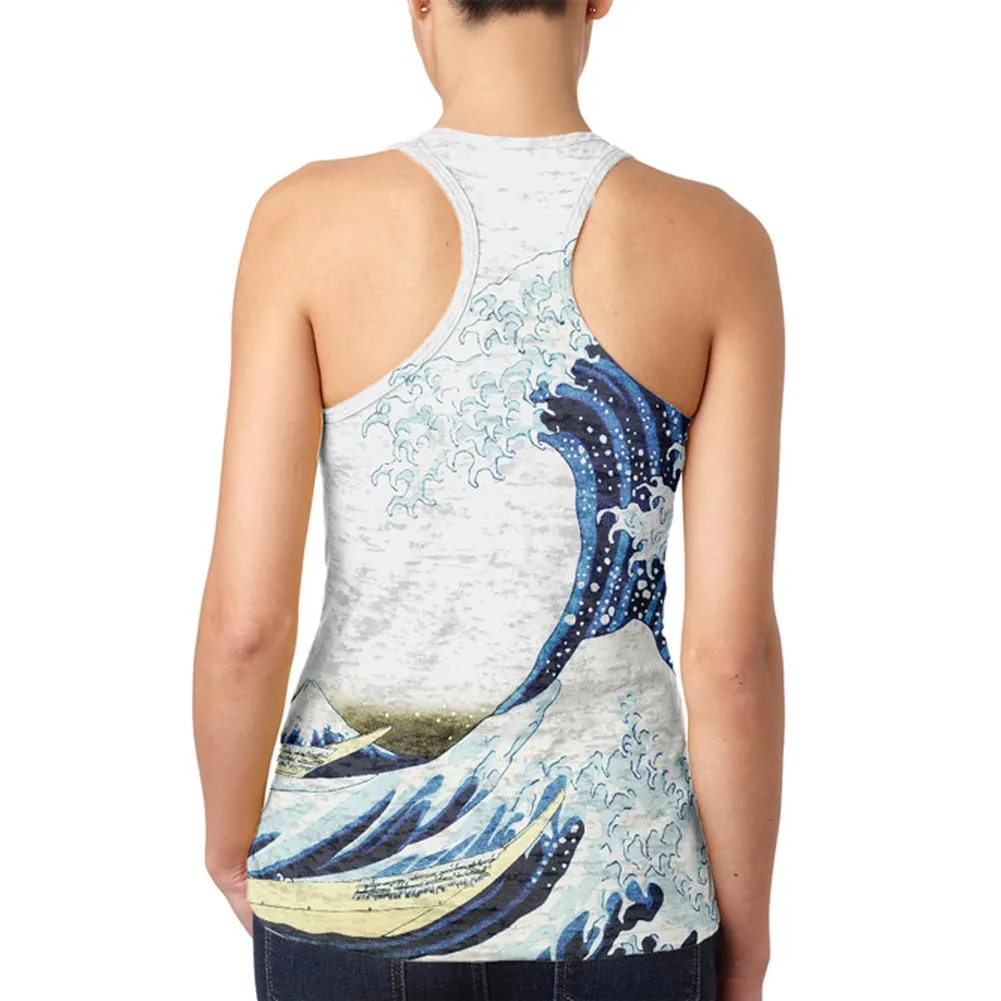 Great Wave Tsunami Japanese Painting Vintage Juniors Burnout Racerback Tank Top sold by Old Glory product image thumbnail 2