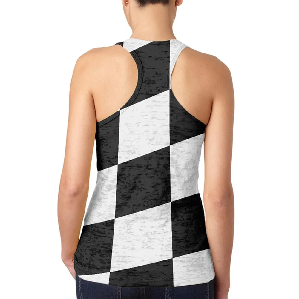 Finish Line Checkered Flag Wave Juniors Burnout Racerback Tank Top sold by Old Glory product image thumbnail 2