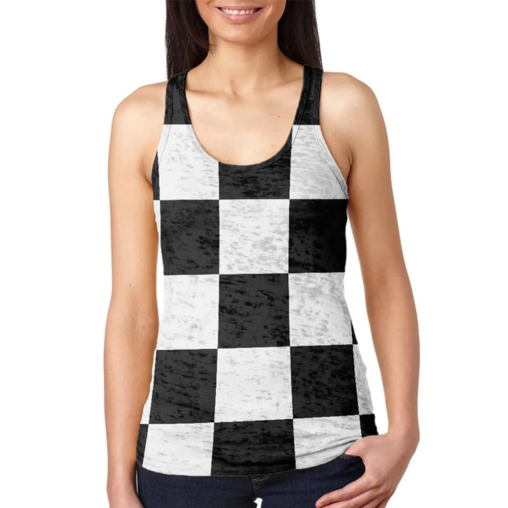 Finish Line Checkered Flag Juniors Burnout Racerback Tank Top sold by Old Glory