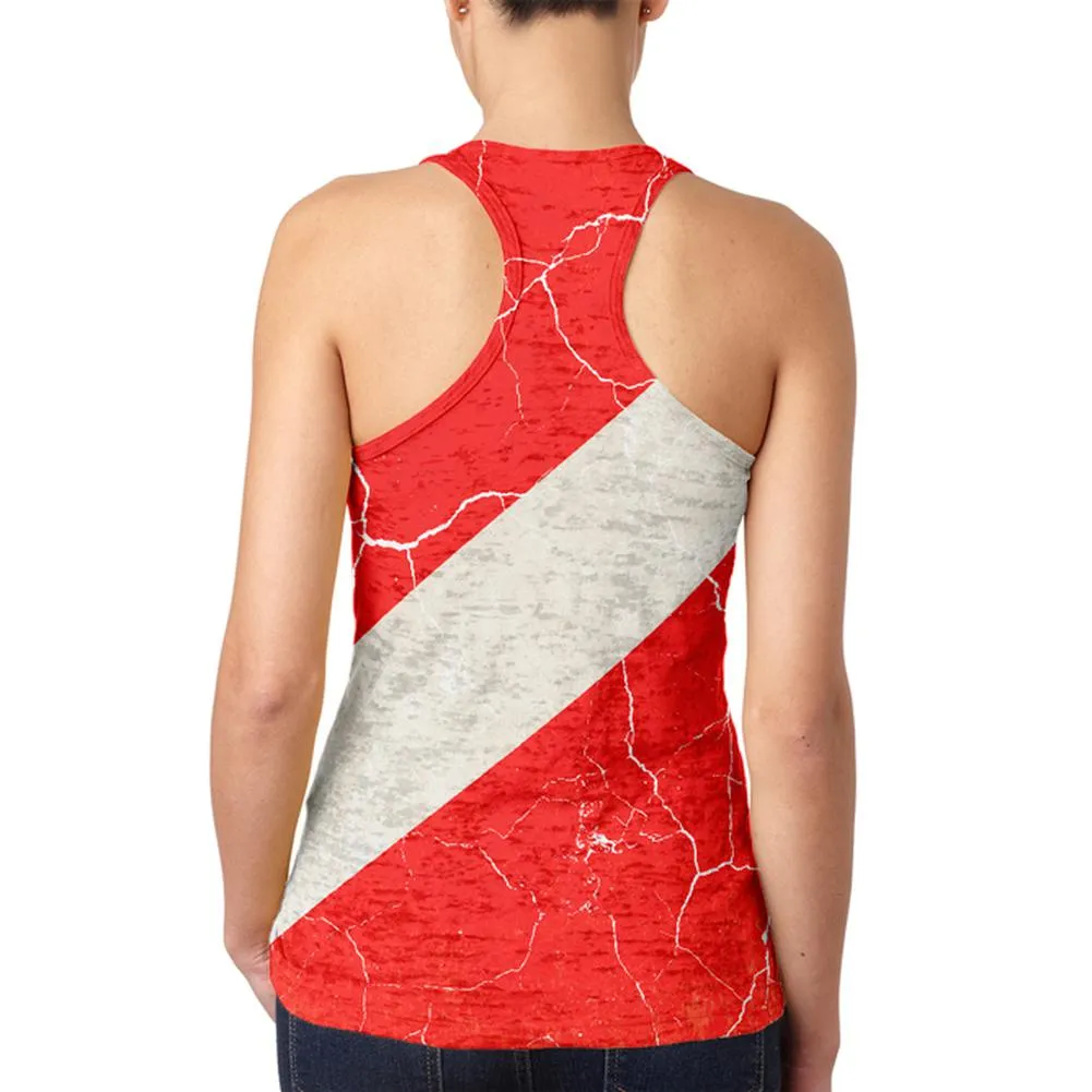 Diver Down Distressed Weathered Flag Juniors Burnout Racerback Tank Top sold by Old Glory product image thumbnail 2