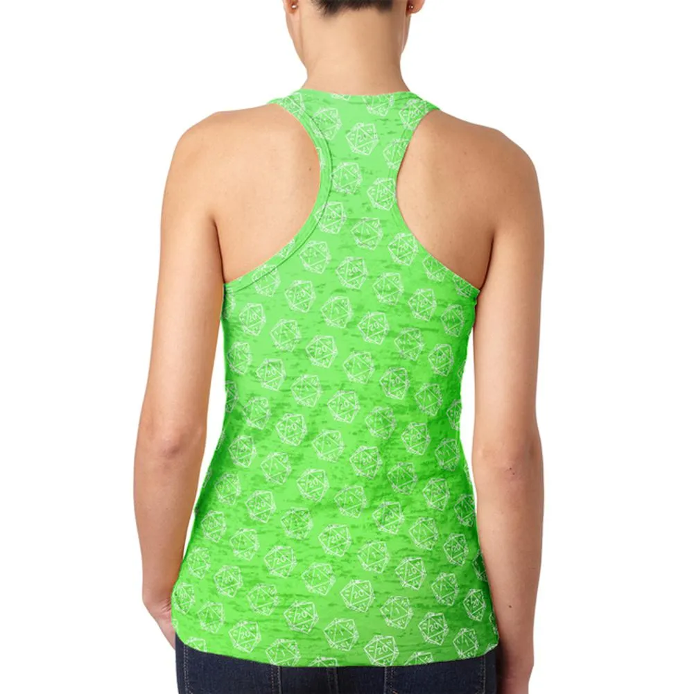 D20 Gamer Critical Hit and Fumble Green Pattern Juniors Burnout Racerback Tank Top sold by Old Glory product image thumbnail 2