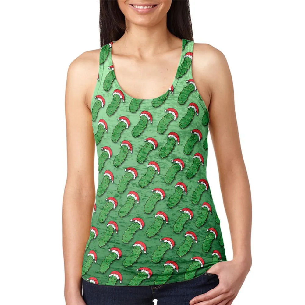Christmas German Pickle Pattern Juniors Burnout Racerback Tank Top sold by Old Glory product image thumbnail 2