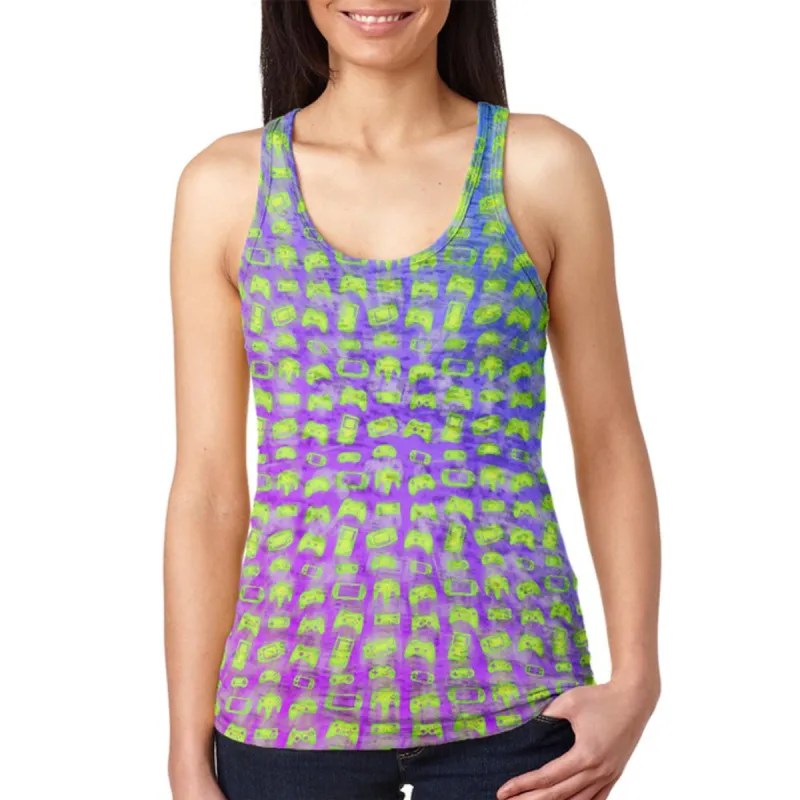 Choose your Weapon Wisely Pattern Video Games Juniors Burnout Racerback Tank Top sold by Old Glory