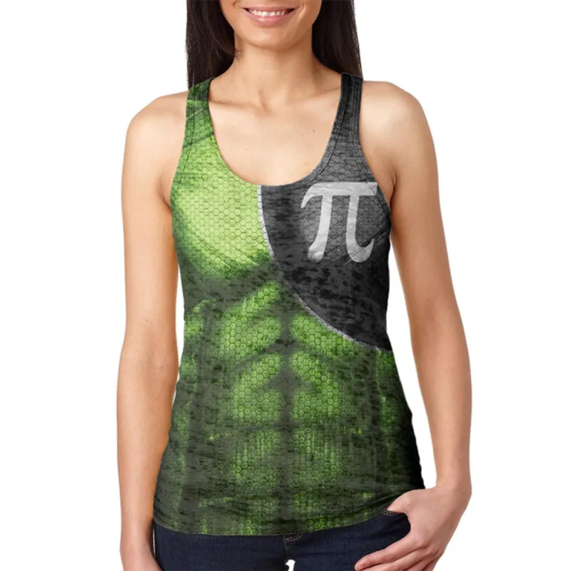Captain Pi the Irrational Superhero Juniors Burnout Racerback Tank Top sold by Old Glory