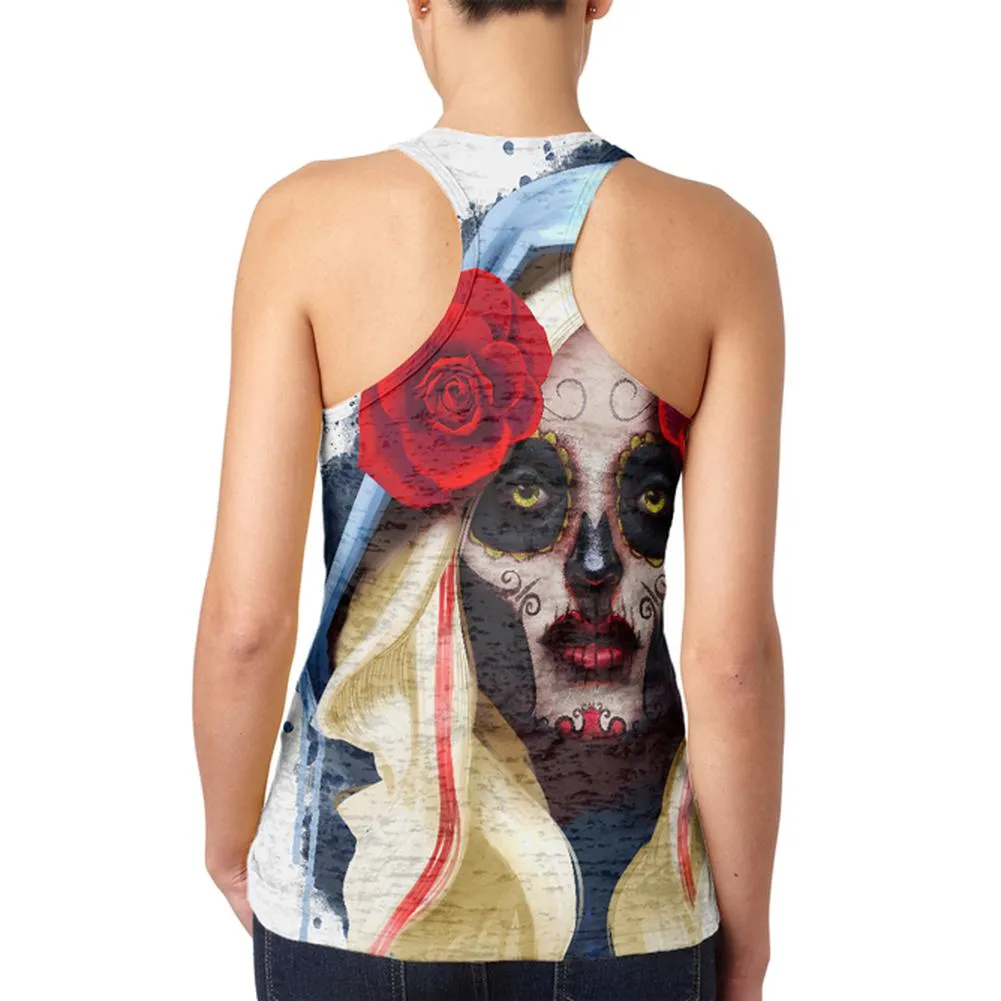 Candy Skull Girl Deadly Kiss Juniors Burnout Racerback Tank Top sold by Old Glory product image thumbnail 2