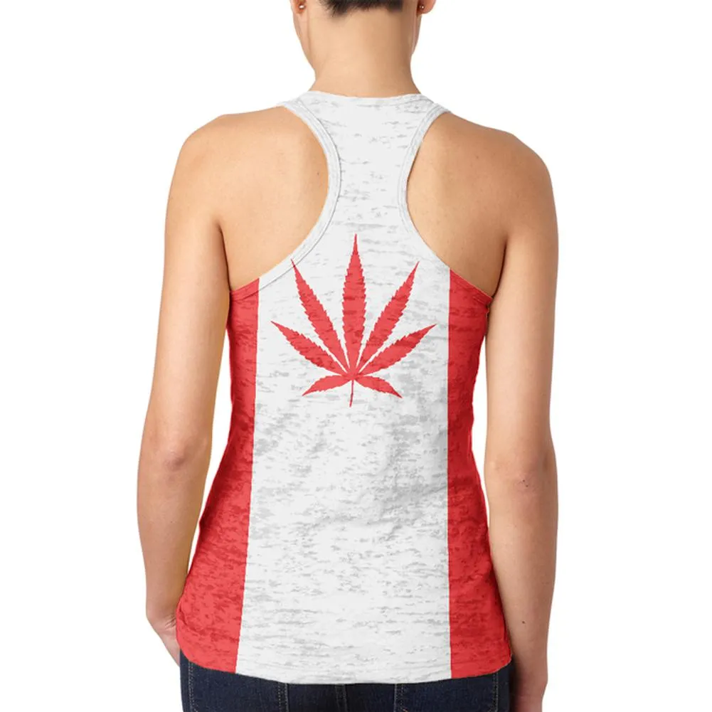 Canada Flag Pot Leaf Marijuana Juniors Burnout Racerback Tank Top sold by Old Glory product image thumbnail 2