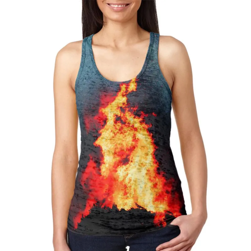 Autumn Fall It's Bonfire Season Juniors Burnout Racerback Tank Top sold by Old Glory