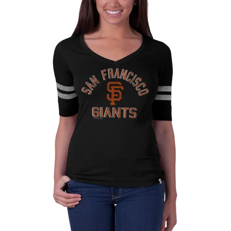 San Francisco Giants - Flanker Logo Half Sleeve Juniors V-Neck T-Shirt sold by Old Glory