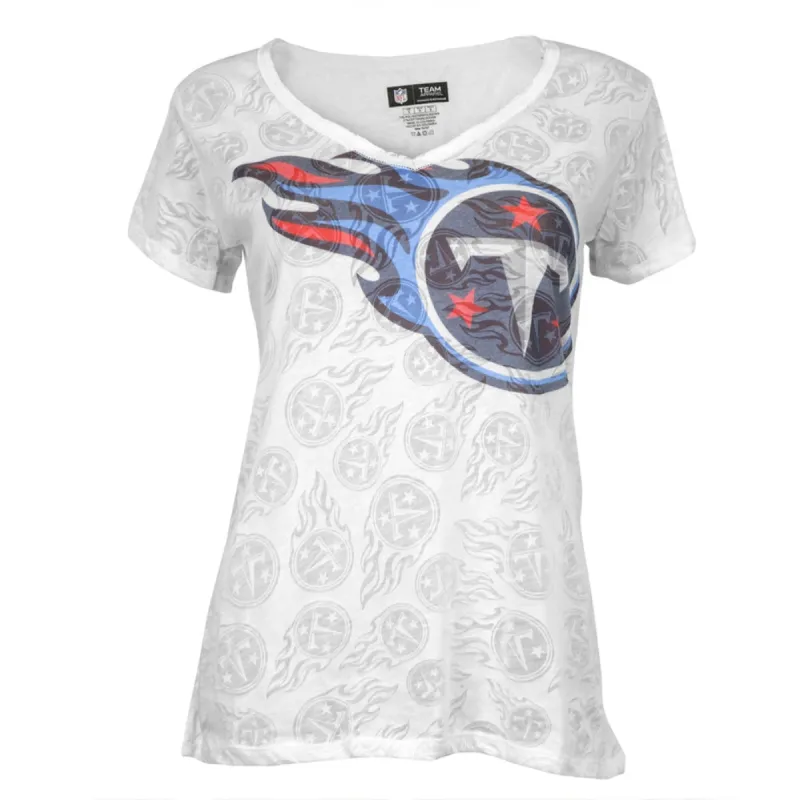 Tennessee Titans - Large Logo Juniors Burnout V-Neck T-Shirt sold by Old Glory