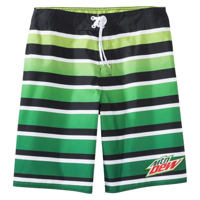 Mountain Dew - Logo Gradient Green Stripe Board Shorts sold by Old Glory