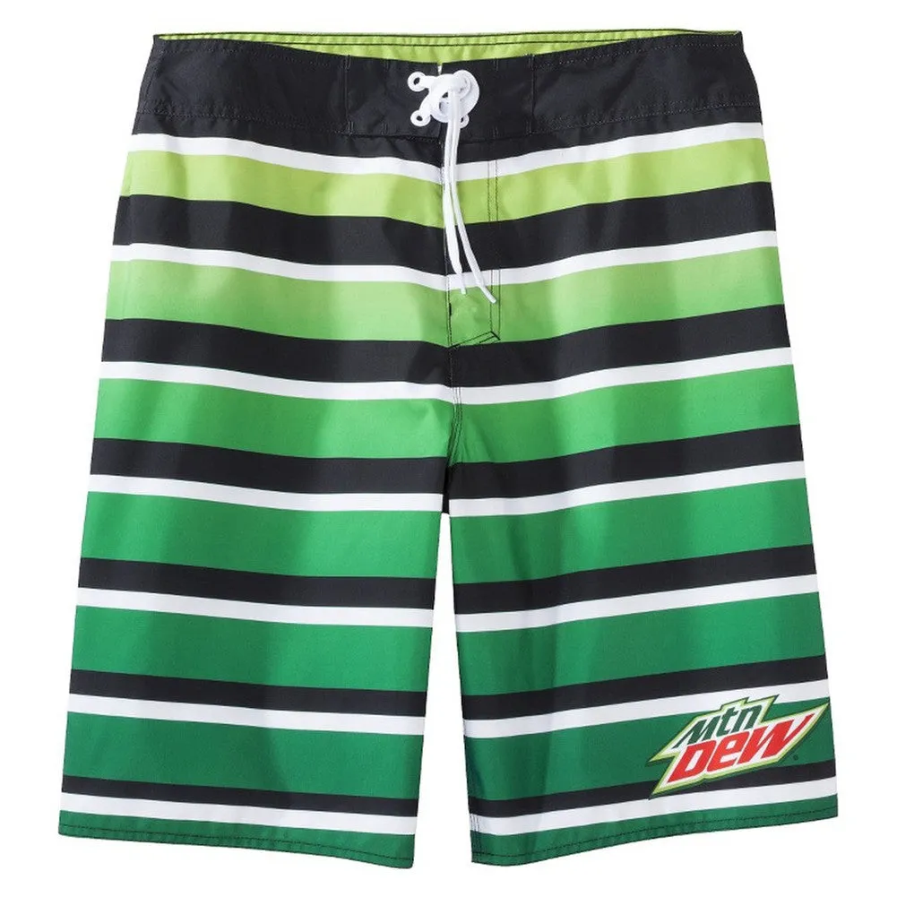 Mountain Dew - Logo Gradient Green Stripe Board Shorts sold by Old Glory