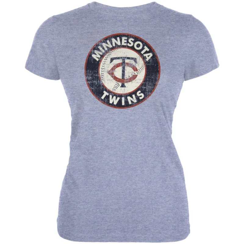 Minnesota Twins - Distressed Logo Juniors Soft T-Shirt sold by Old Glory