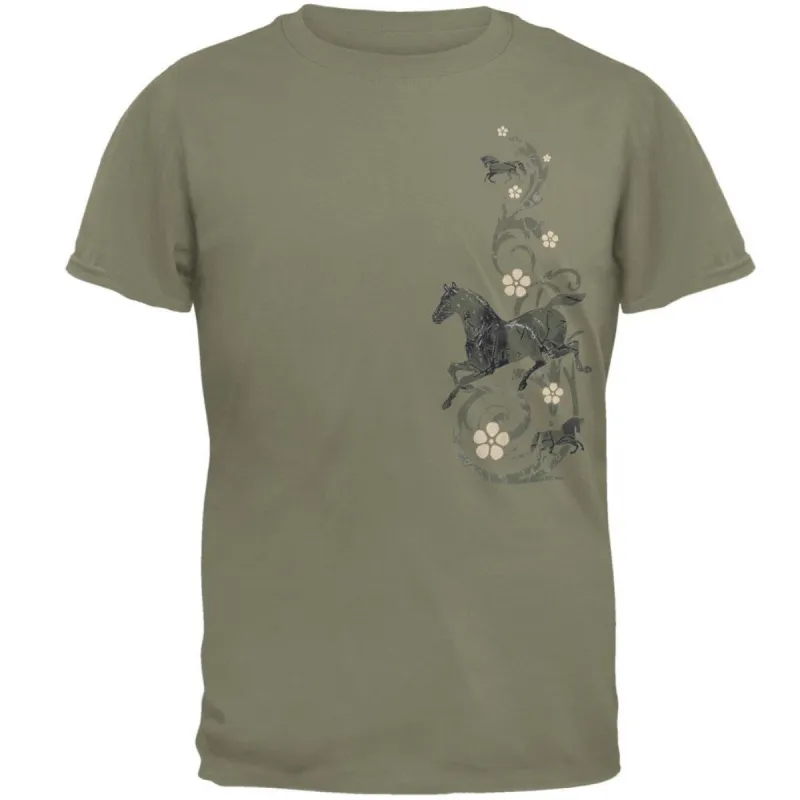 Horses & Floral Scroll Adult T-Shirt sold by Old Glory