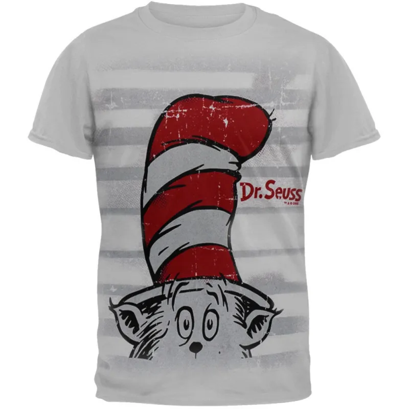 Dr. Seuss - Hat In The Shirt Grey Adult T-Shirt sold by Old Glory
