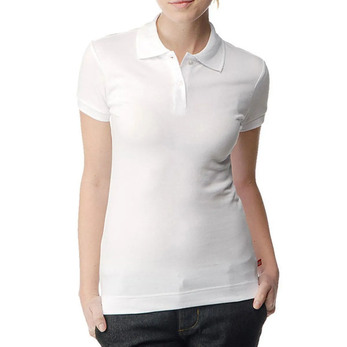 Dickies Girl - Solid Pique White Women's Polo sold by Old Glory