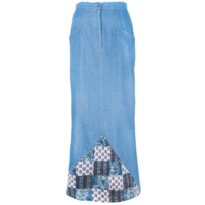 Denim & Blue Patchwork - Long Skirt sold by Old Glory