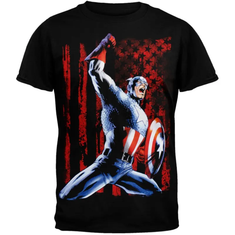 Captain America - Red Stripe T-Shirt sold by Old Glory