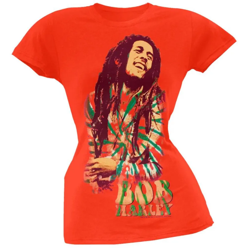 Bob Marley - Smile Juniors Orange T-Shirt sold by Old Glory