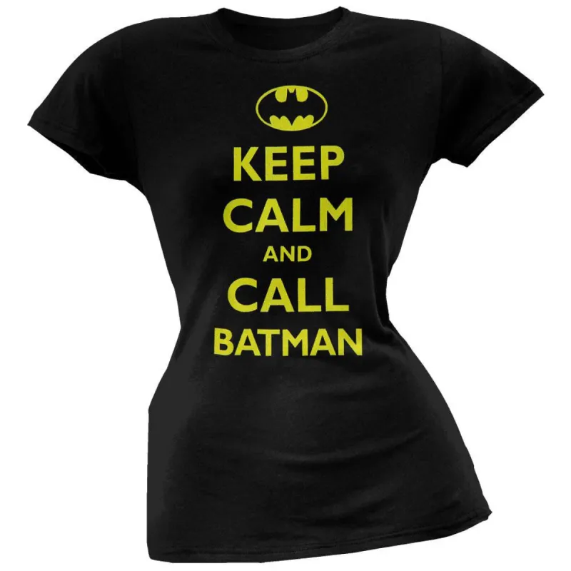 Batman - Keep Calm and Call Juniors T-Shirt sold by Old Glory