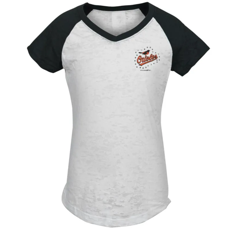Baltimore Orioles - Rhinestone Girls Juvy Burnout Raglan sold by Old Glory