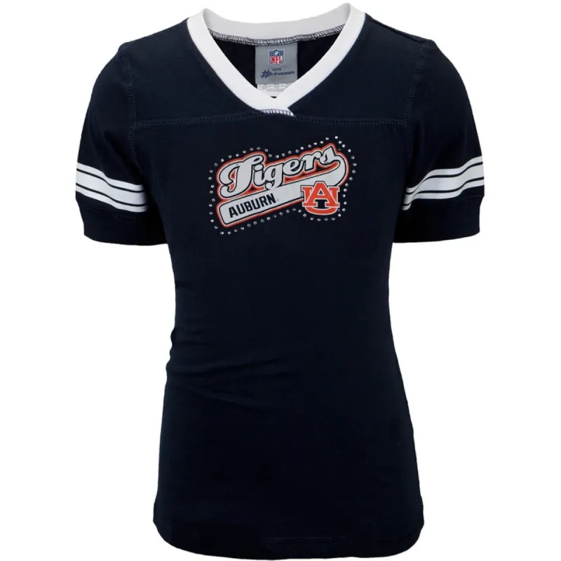 Auburn Tiger - Rhinestone Swoop Logo Game Day Girls Juvy T-Shirt sold by Old Glory