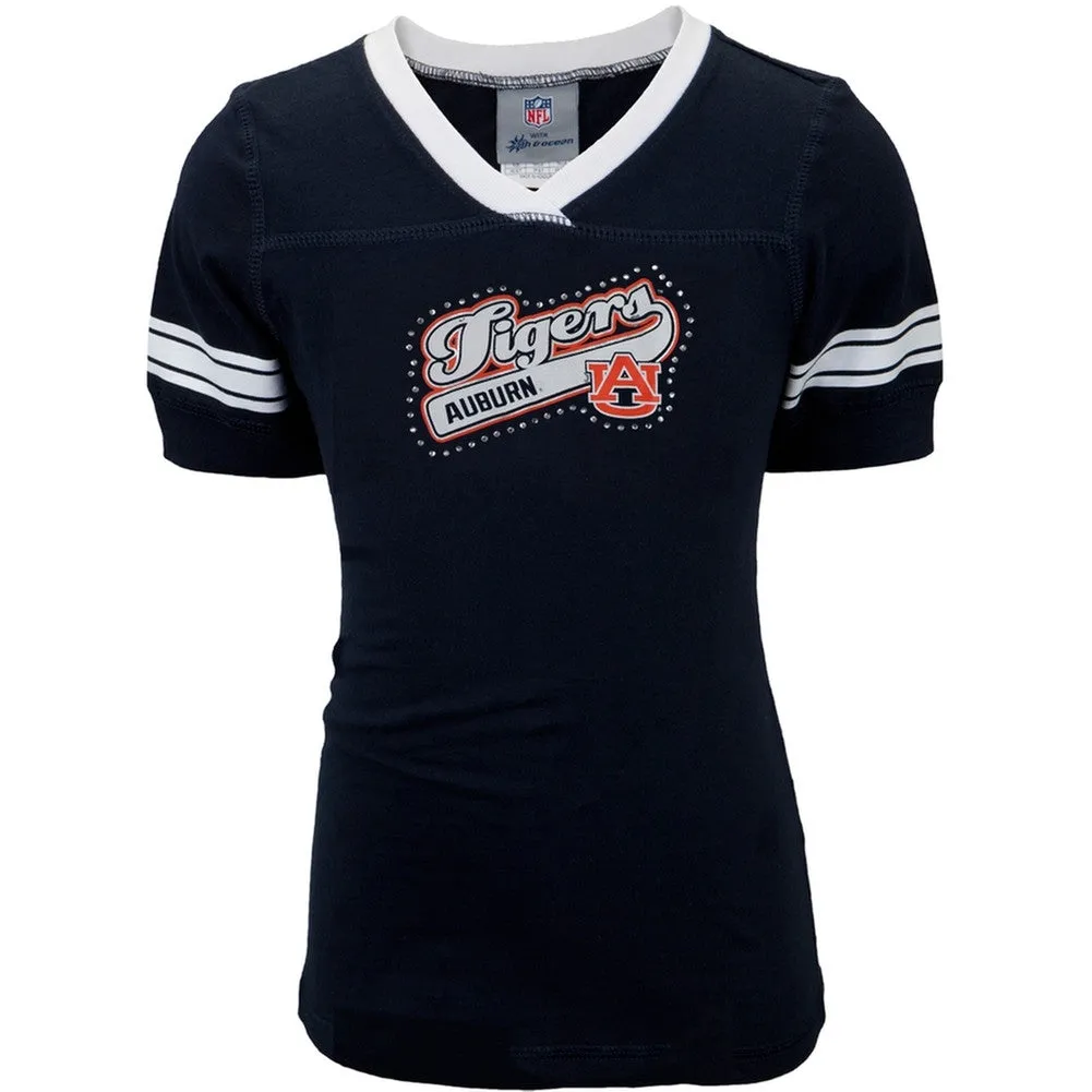 Auburn Tiger - Rhinestone Swoop Logo Game Day Girls Juvy T-Shirt sold by Old Glory