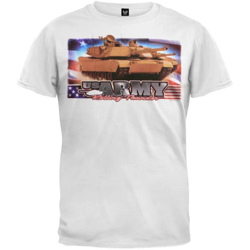 Army - Rolling Thunder White Adult T-Shirt sold by Old Glory