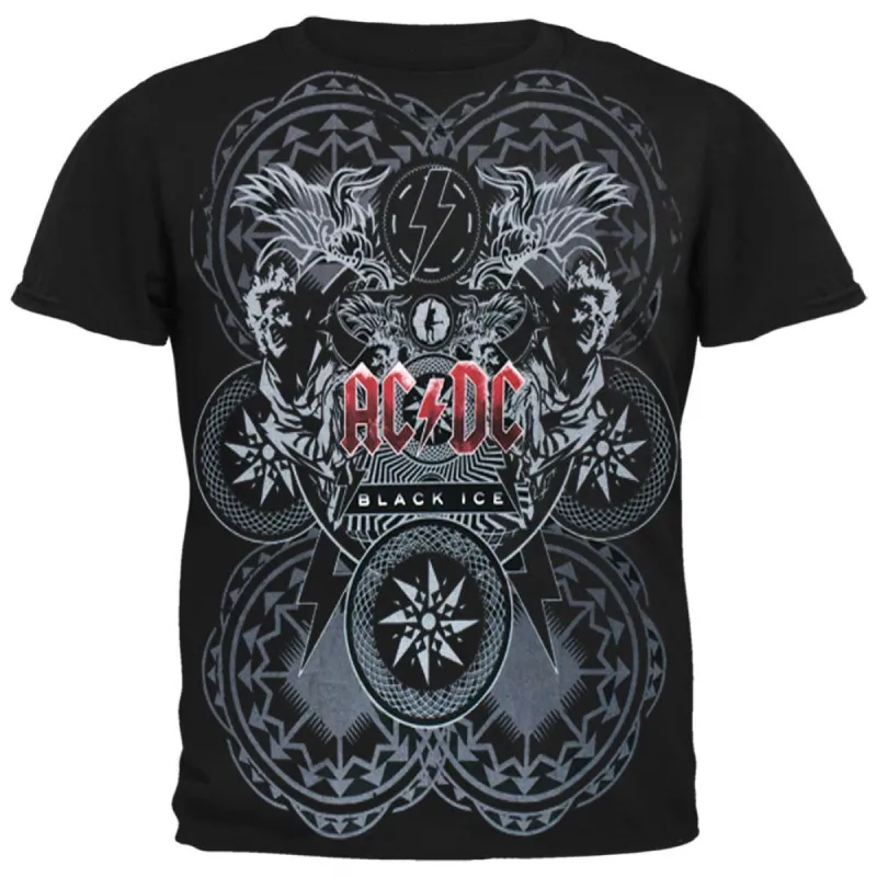 AC/DC - Black Ice All-Over Logo Adult T-Shirt sold by Old Glory