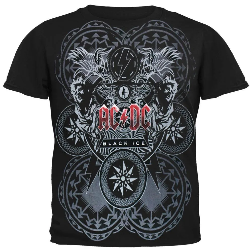 AC/DC - Black Ice All-Over Logo Adult T-Shirt sold by Old Glory