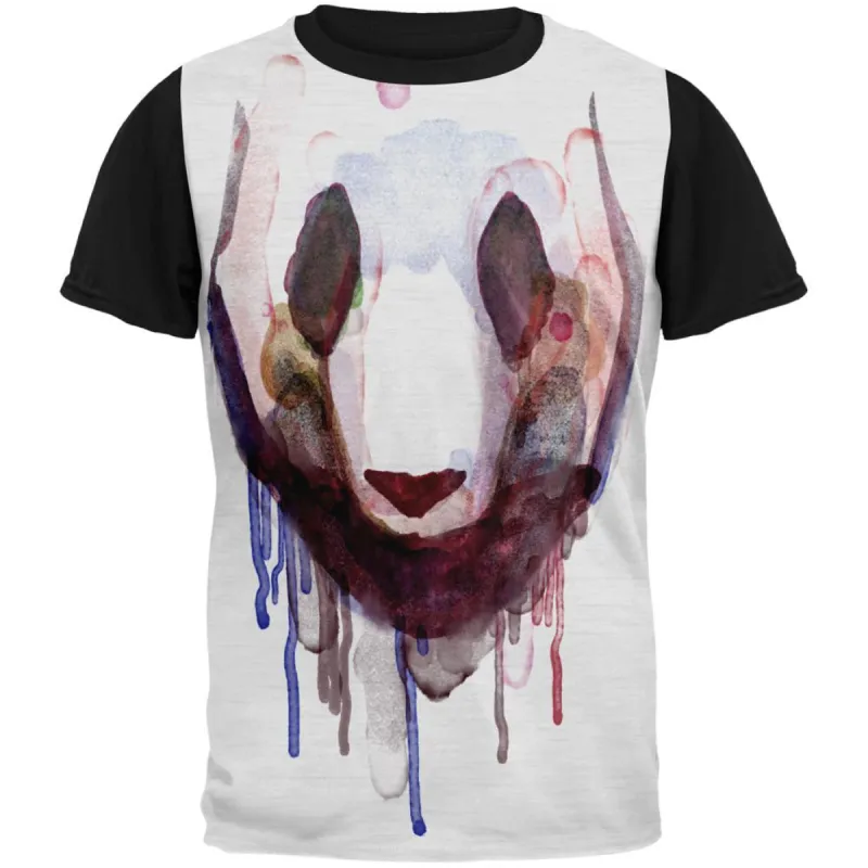 Watercolor Drip Panda Adult Black Back T-Shirt sold by Old Glory
