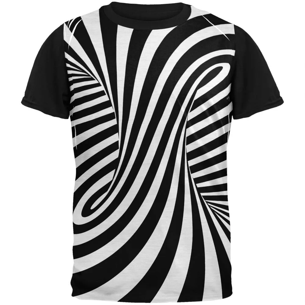 Trippy Black And White Swirl Adult Black Back T-Shirt sold by Old Glory