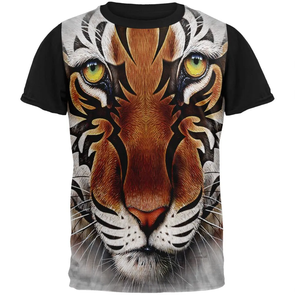 Tribal Tiger Adult Black Back T-Shirt sold by Old Glory